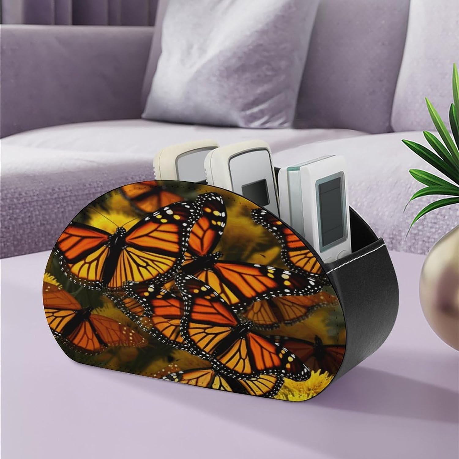 TV Remote Control Holder, 5 Compartments, Monarch Butterflies image 5