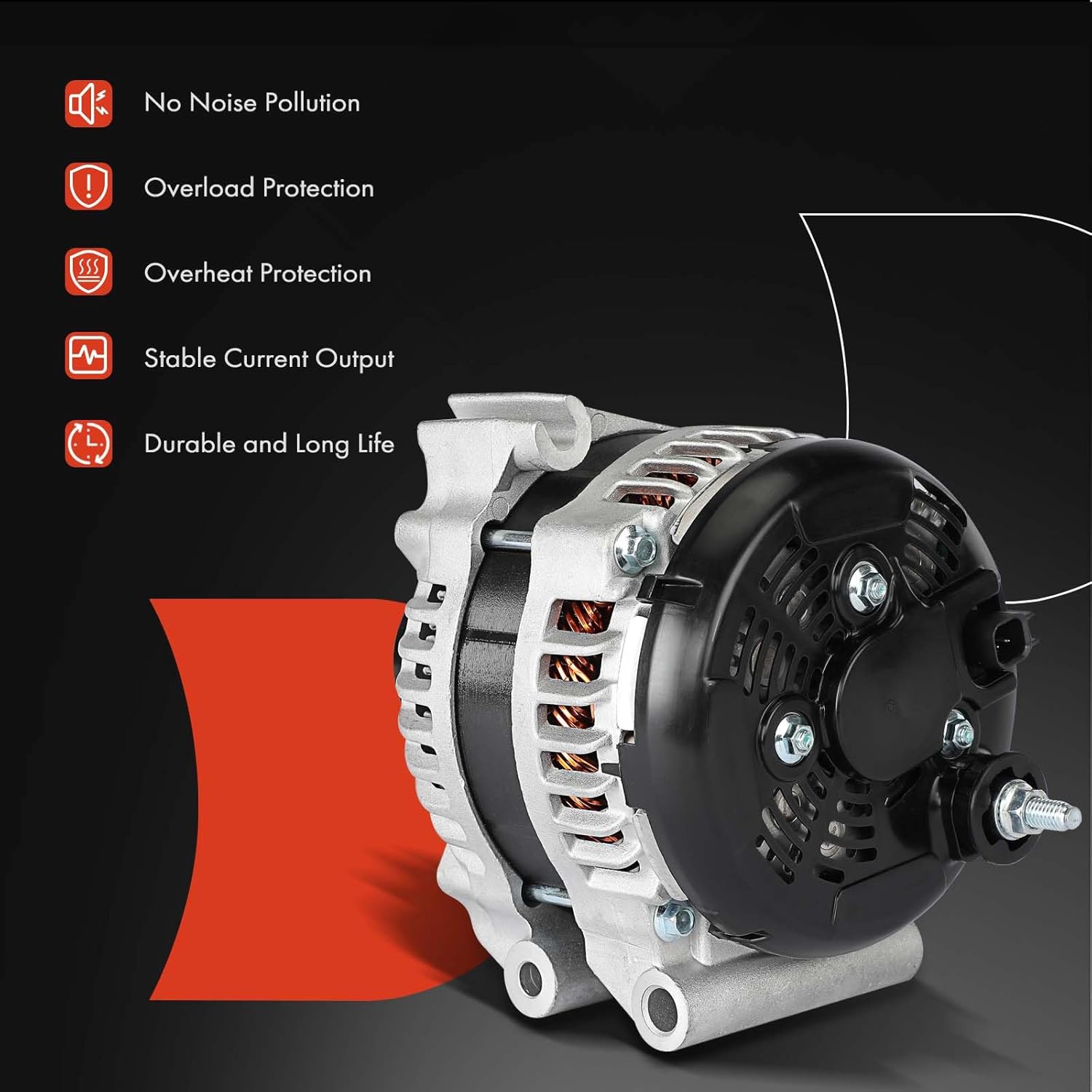 A-Premium Alternator Compatible with Jeep KL Series Cherokee 2014-2022, 3.2L, 12V 180A 6-Groove Decoupler Pulley Clockwise, Replace# P56029740AA, TN4210007150