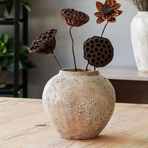 Jarrón de cerámica, florero alto de granja, cerámica rústica para decoración del hogar, estilo bohemio nórdico minimalista para sala de estar,