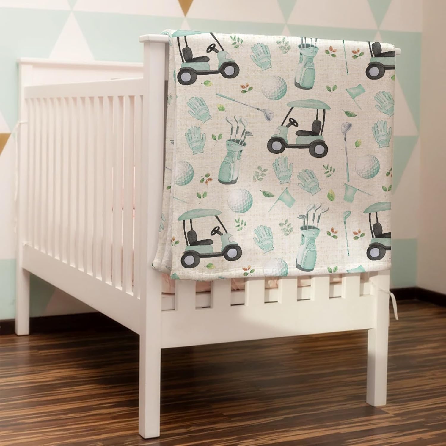 Golf Baby Blankets for Boy Girl Sports Golfing Soft Flannel Bed Throw Blanket for Infant Toddler Nursery Crib Stroller Golf Lovers Gift Swaddle Receiving Blankets Green 60x80inch