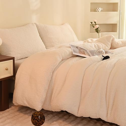 Miniatura 4 de Juego de edredón Sherpa tamaño individual, reversible, de felpa alternativa, mullido, ultrasuave, para todas las estaciones, con 1 funda de