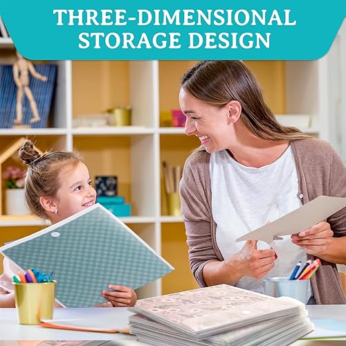 Miniatura 6 de Caydo 40 organizadores de papel para álbumes de recortes con cierre de gancho y bucle, organizador de almacenamiento de papel transparente de 12 x