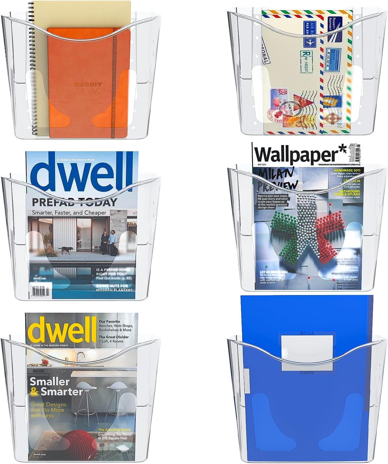 Gawerk 4 Pack Clear Single Pocket Wall File Holder Hanging Wall Organizer Wall Mount Mails Magazines Organizer For Office And Home~p127962999