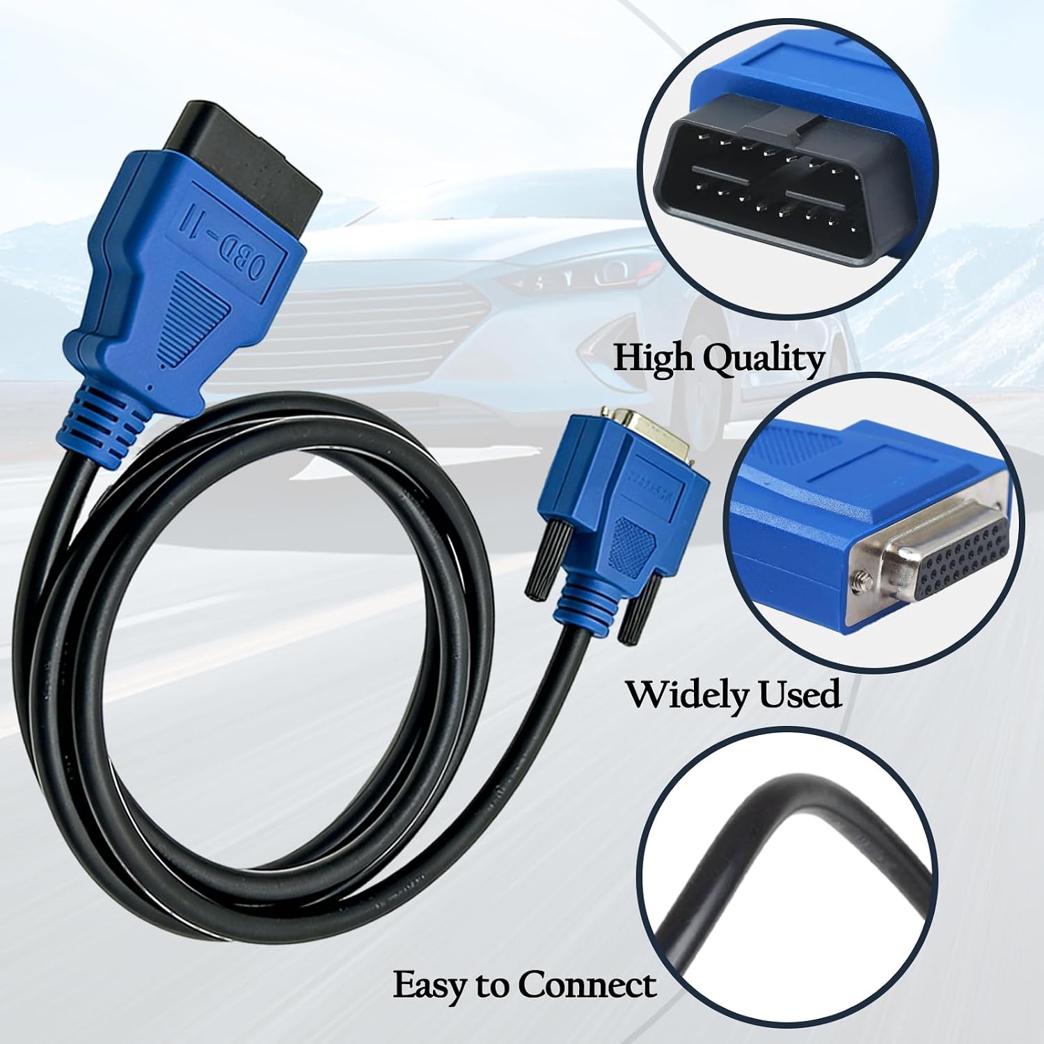 OBDII (J1962 16-Pin) to DB26 Female for high-Speed Data Communication with OBDII-Compliant Vehicles.
