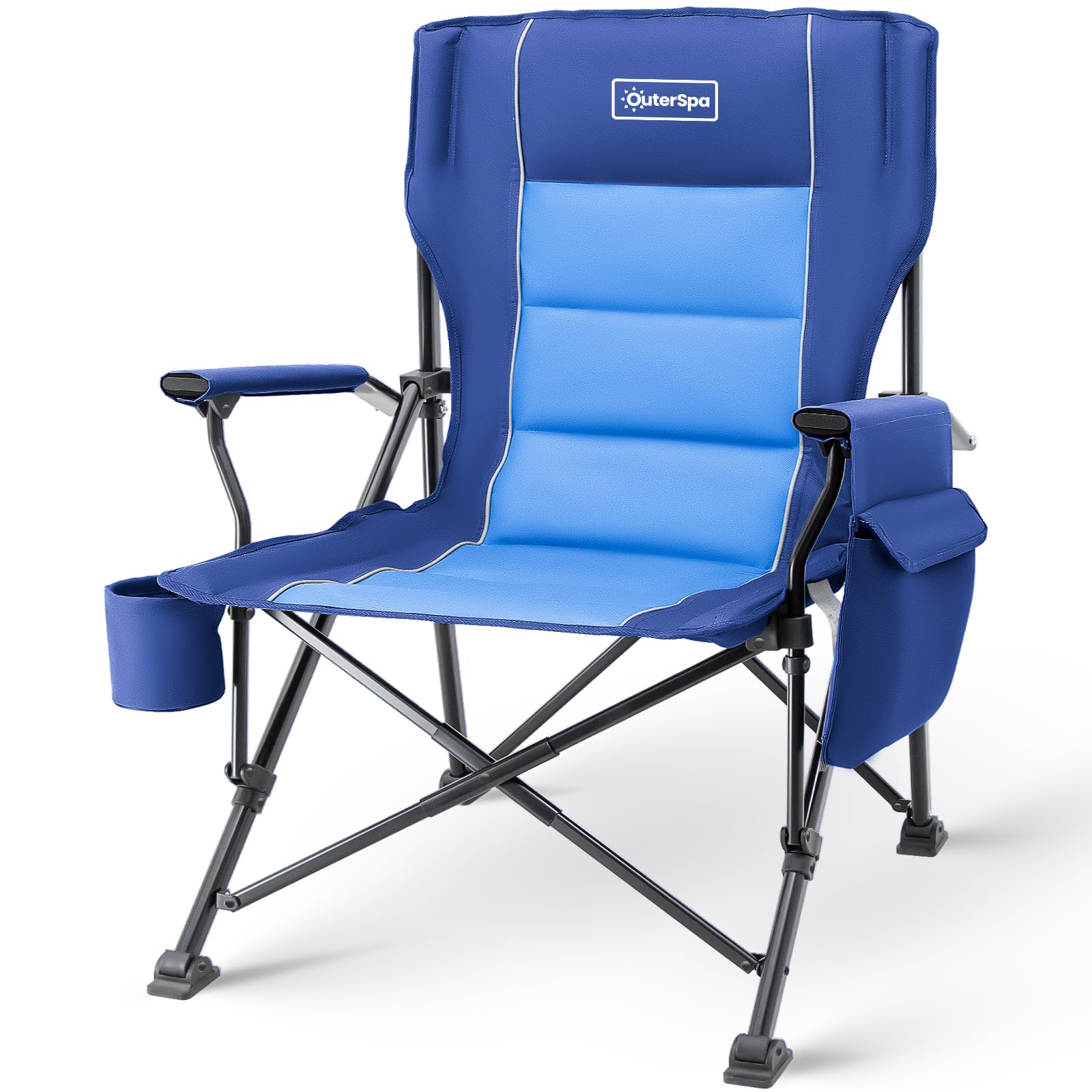 OuterSpa Oversized Folding Camping Chairs for Adults Heavy Duty, Support 500lbs Big and Tall High Back Camping Chairs for Heavy People Padded Lawn