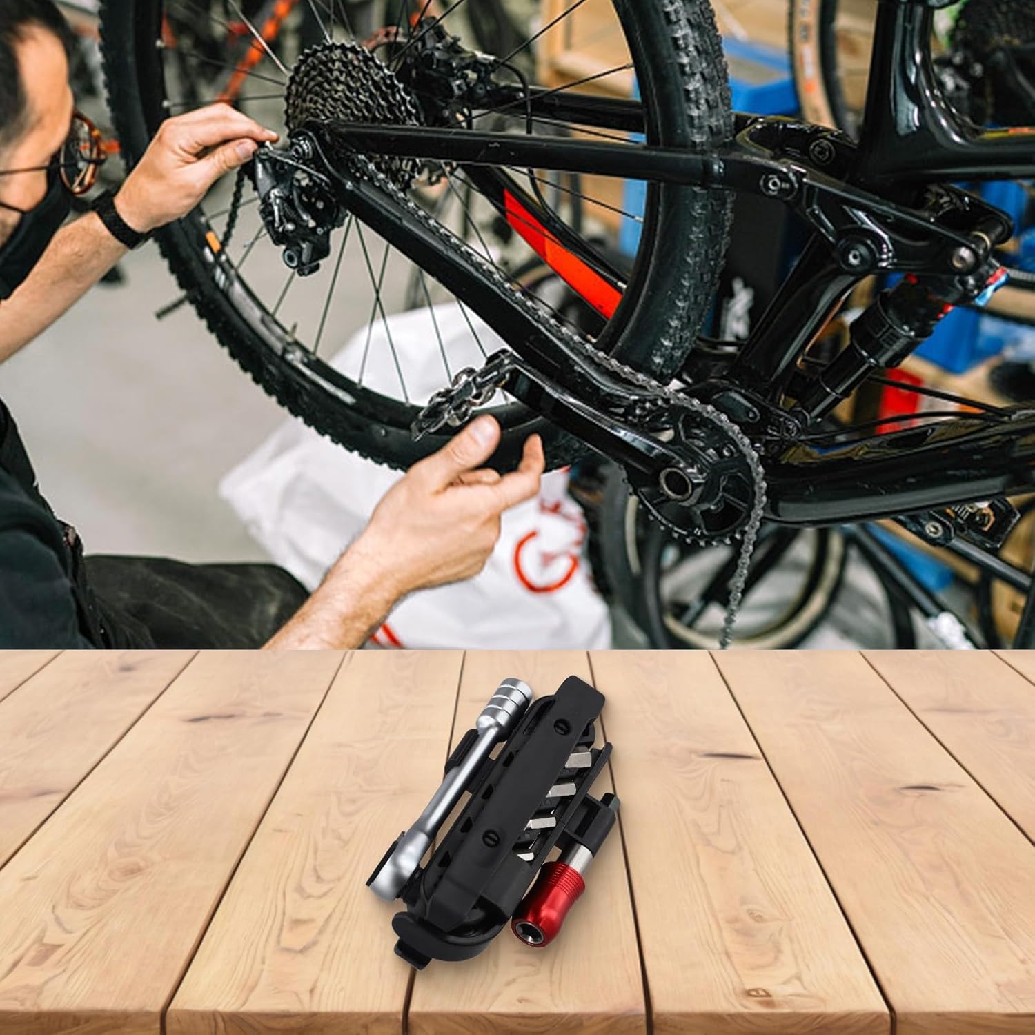 Repair Tool Mountain Bike Ratchet Wrench Combination Tool Set Bike Repair Tool Set with Ratchet Wrench and Extension Bar for Everyday Use