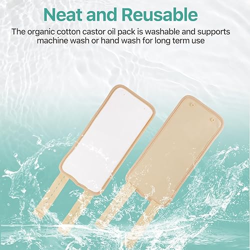 Miniatura 6 de Paquete de aceite de ricino jamaicano para rodilla, aceite de ricino orgánico reutilizable, botella de vidrio prensado en frío, correa elástica