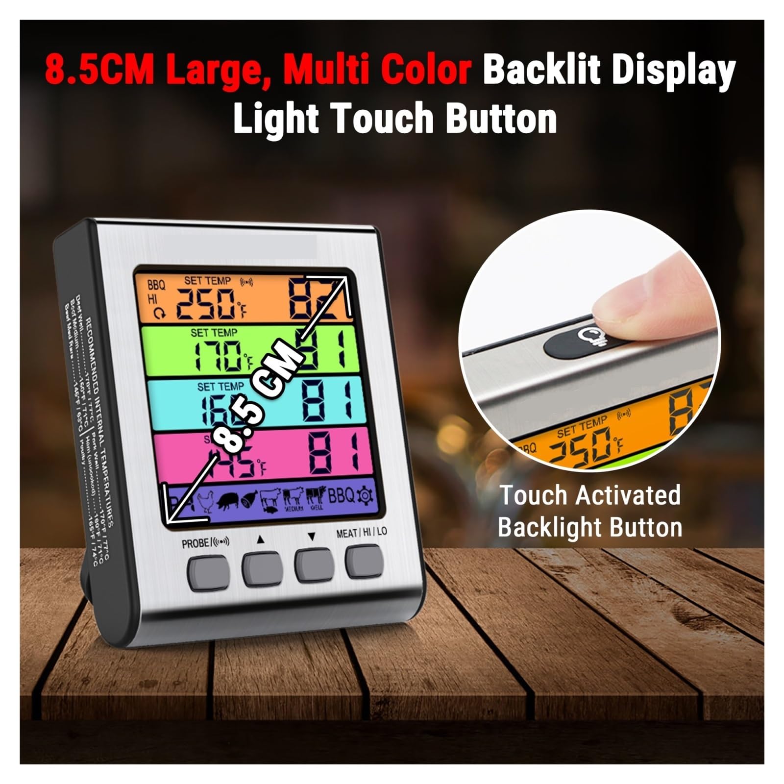 4 Sonde Retroilluminazione A Colori Ampio Display LCD Cucina Digitale Cottura Termometro For Barbecue A Base Di Carne Da Forno Preciso Veloce Monitoraggio In Tempo Reale
