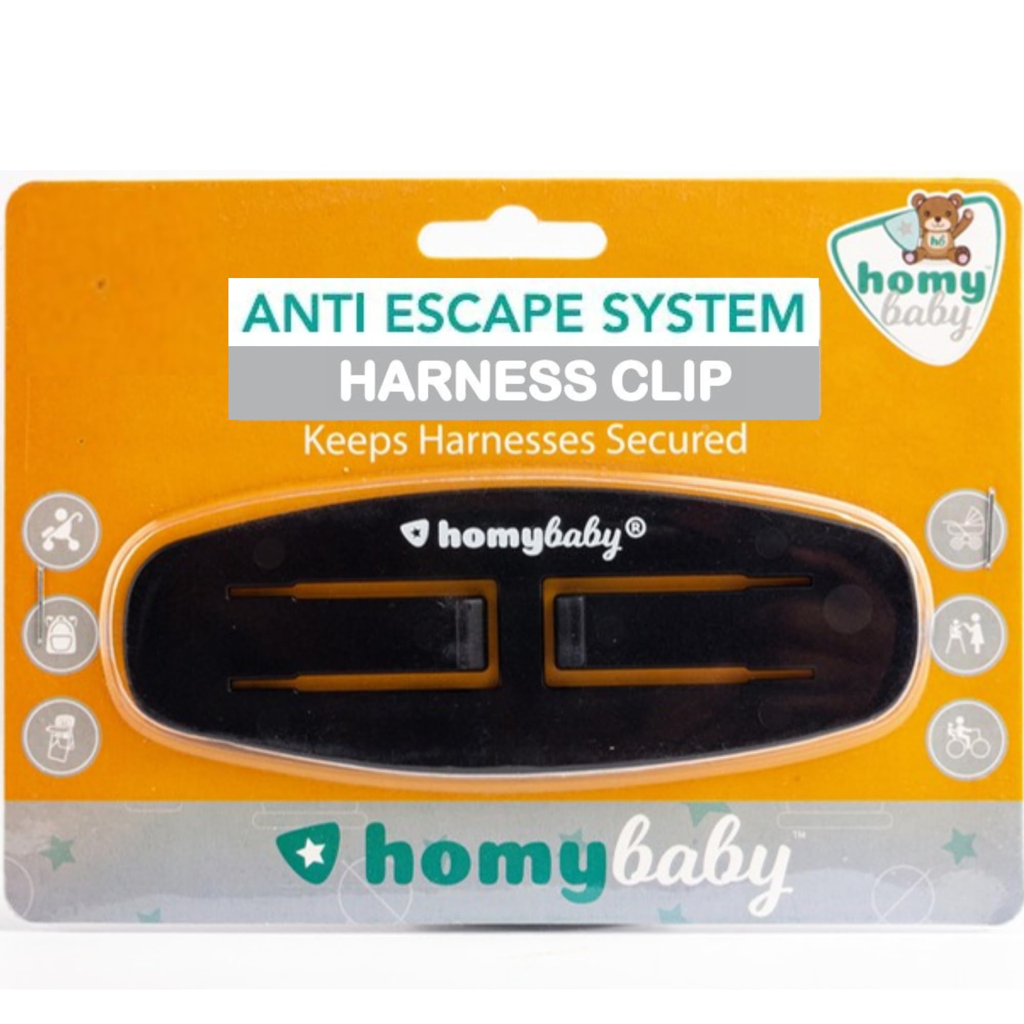 HOMYBABY® Fibbia di Sicurezza per Bambini – Clip Antisfuggimento per Imbracatura – Ferma Bretelle per Seggiolone e Passeggino – Impedisce al Bambino di Sfilarsi