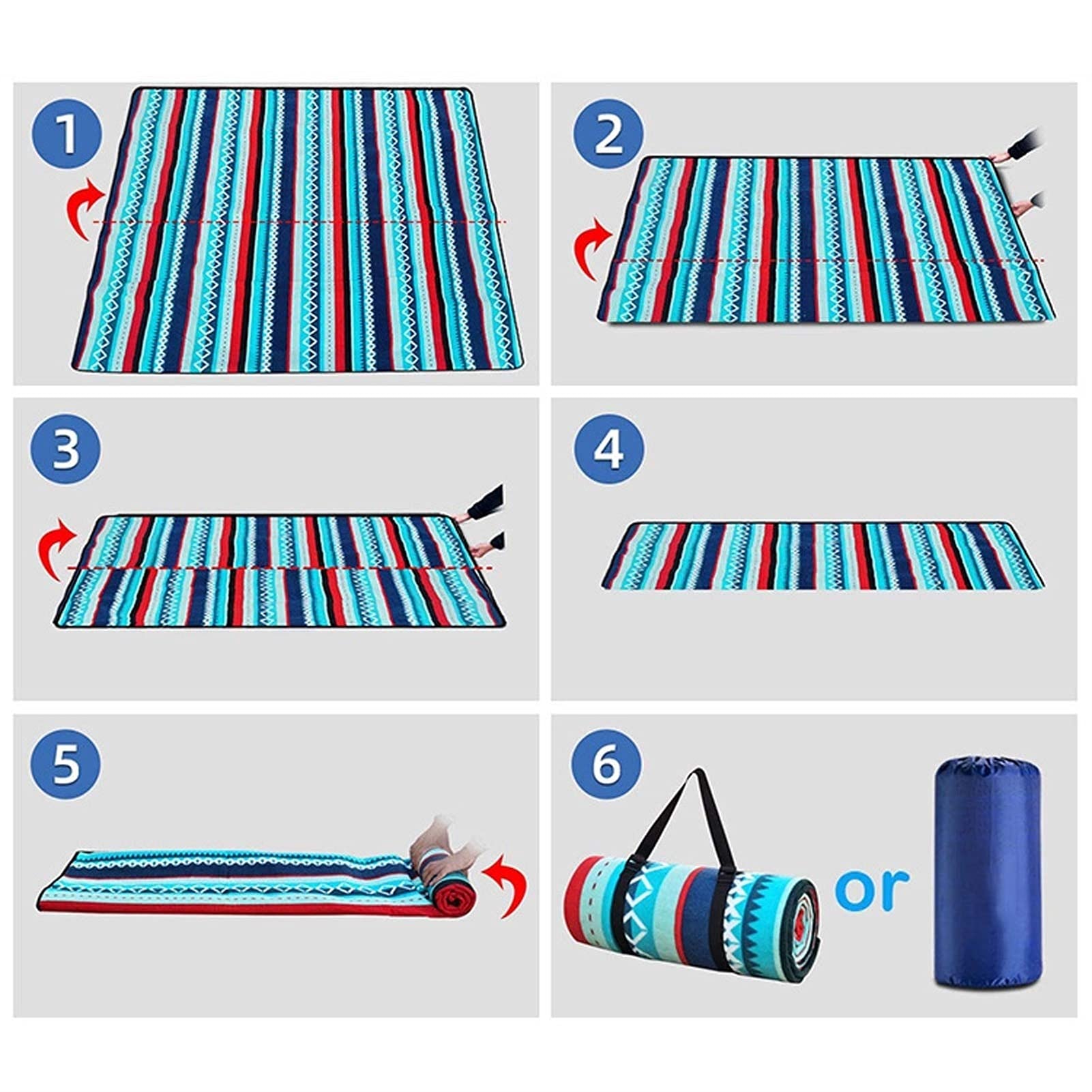 Couverture de Pique Niques, Natte de Plage Imperméable, Tapis Pique Niques Nappe Picnic pour Extérieur Camping Parc Cour (Color : Blue Stripe, Size : 150x200cm)