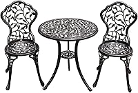 Vista 9 de JARDIN DE CENTENNIAL Juego de Bistró para Patio. Juego de Mesa de Bistró de Aluminio Fundido Resistente al Óxido con Orificio para Sombrilla