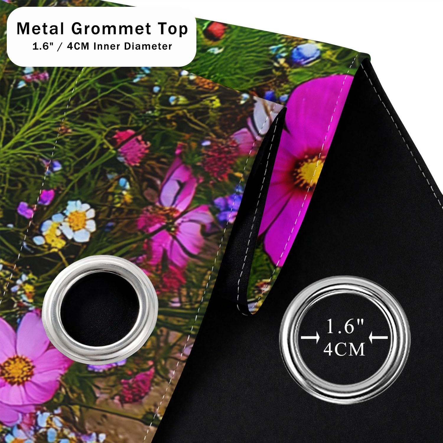 Generisch Kosmeen Gänseblümchen Wildblumen Verdunklungsvorhänge mit Ösen Landhaus Rustikal Blickdichte Gardinen Blackout Vorhang Thermo Weich für Schlafzimmer und Wohnzimmer 2er Set B 91.5 x H 214 cm