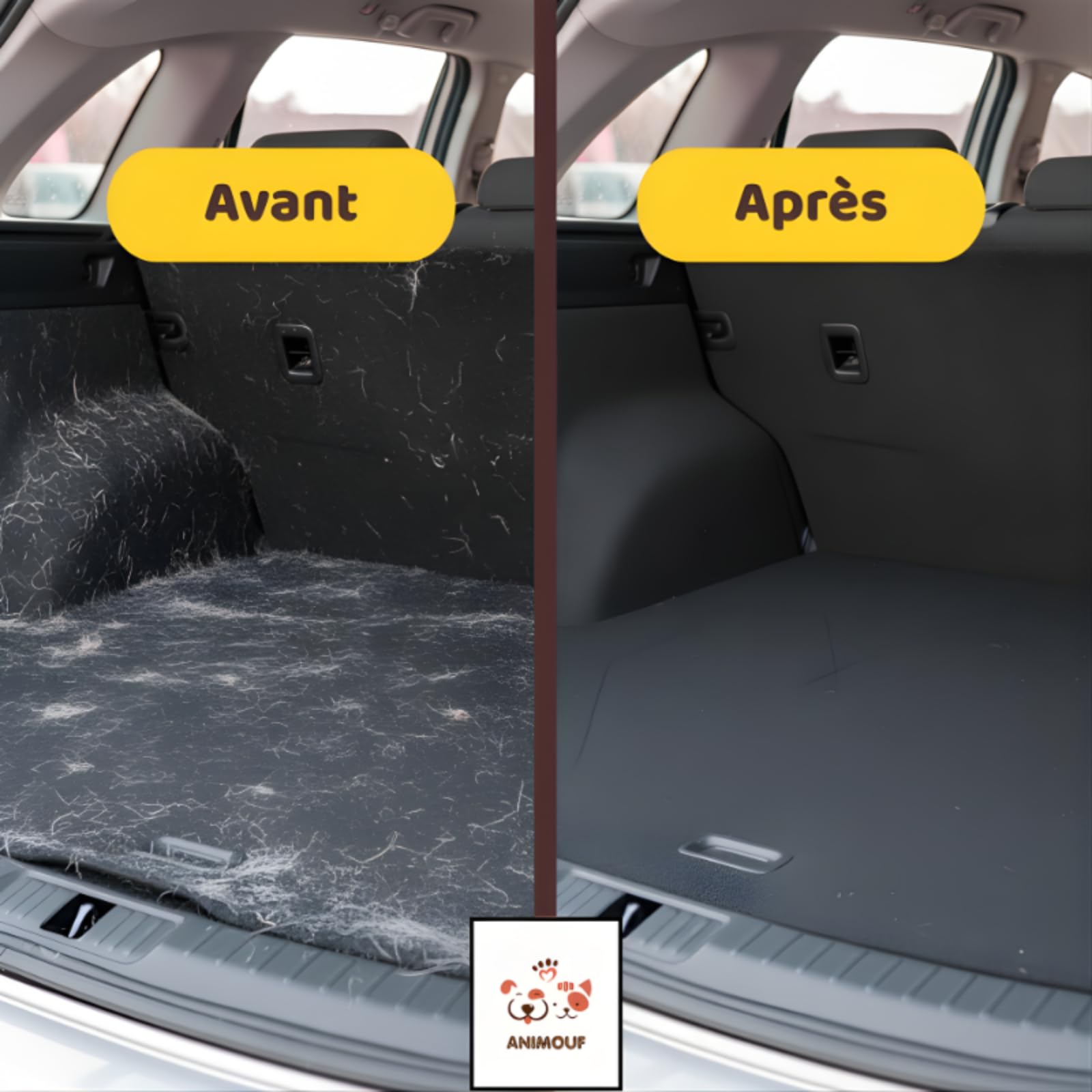 animouf Gantitouf Gants de toilettage pour Animaux – Brosse Double Face réutilisable pour Poils de Chat sur canapé