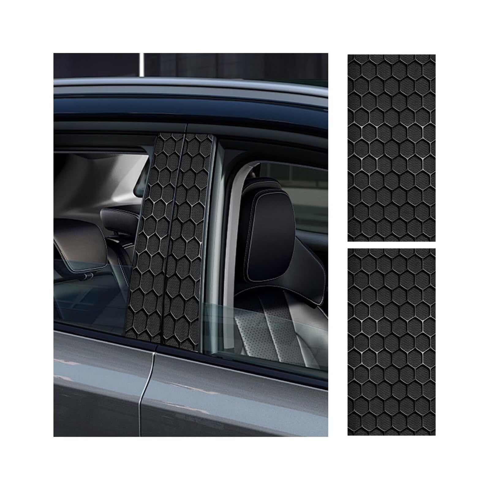 Carbon Fiber Car Window Pillar Stickers, Waterproof Personalized Vehicle B Pillar Scratch Protection Decal, Self-Adhesive Automotive Exterior Decoration Stickers(KR-DCFK-CAM)