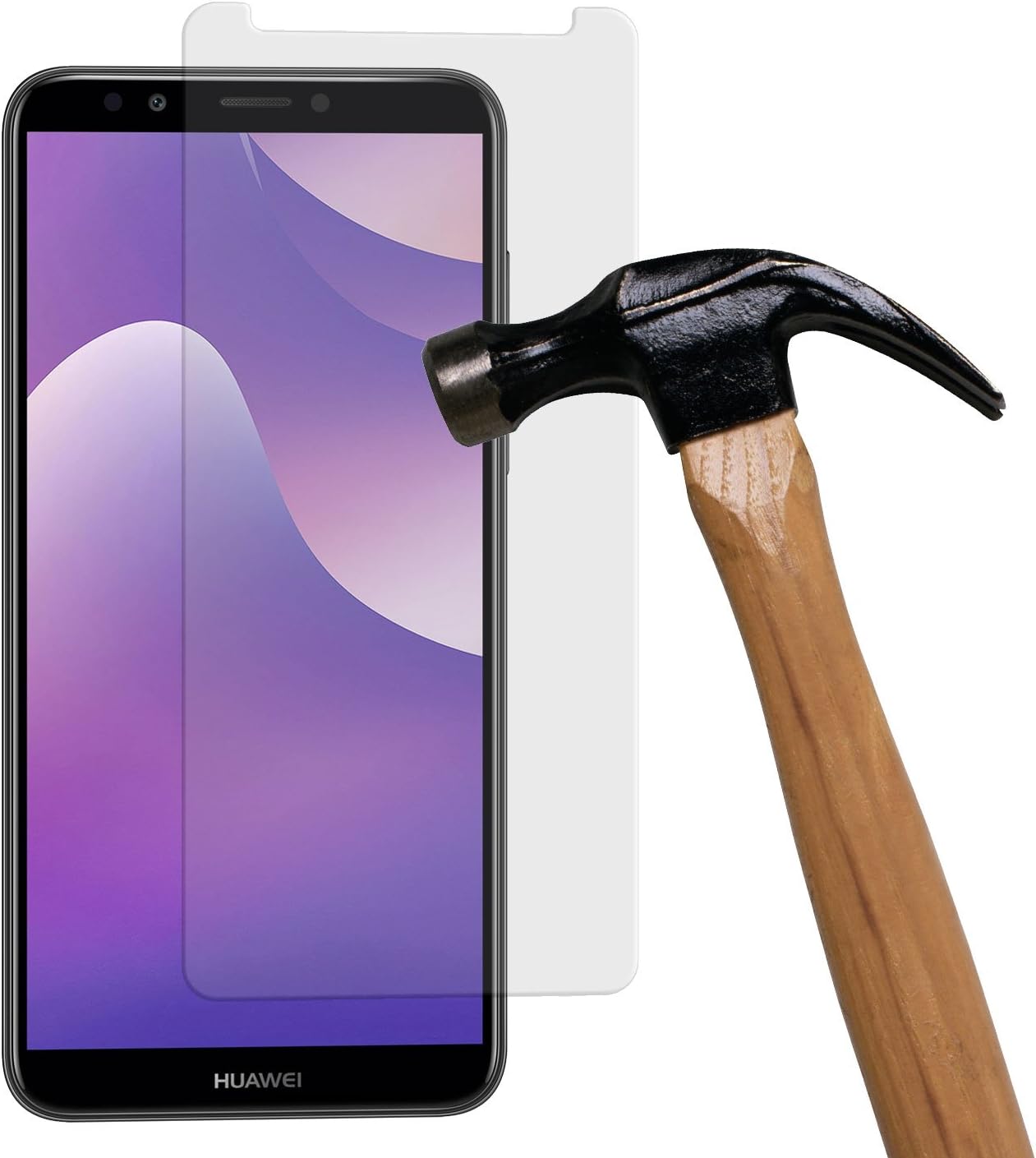 yayago Screen protector glass 0.26 mm screen protector for Huawei Y7 [2018] glass film tempered glass 9H (deliberately smaller than the display as it is curved)