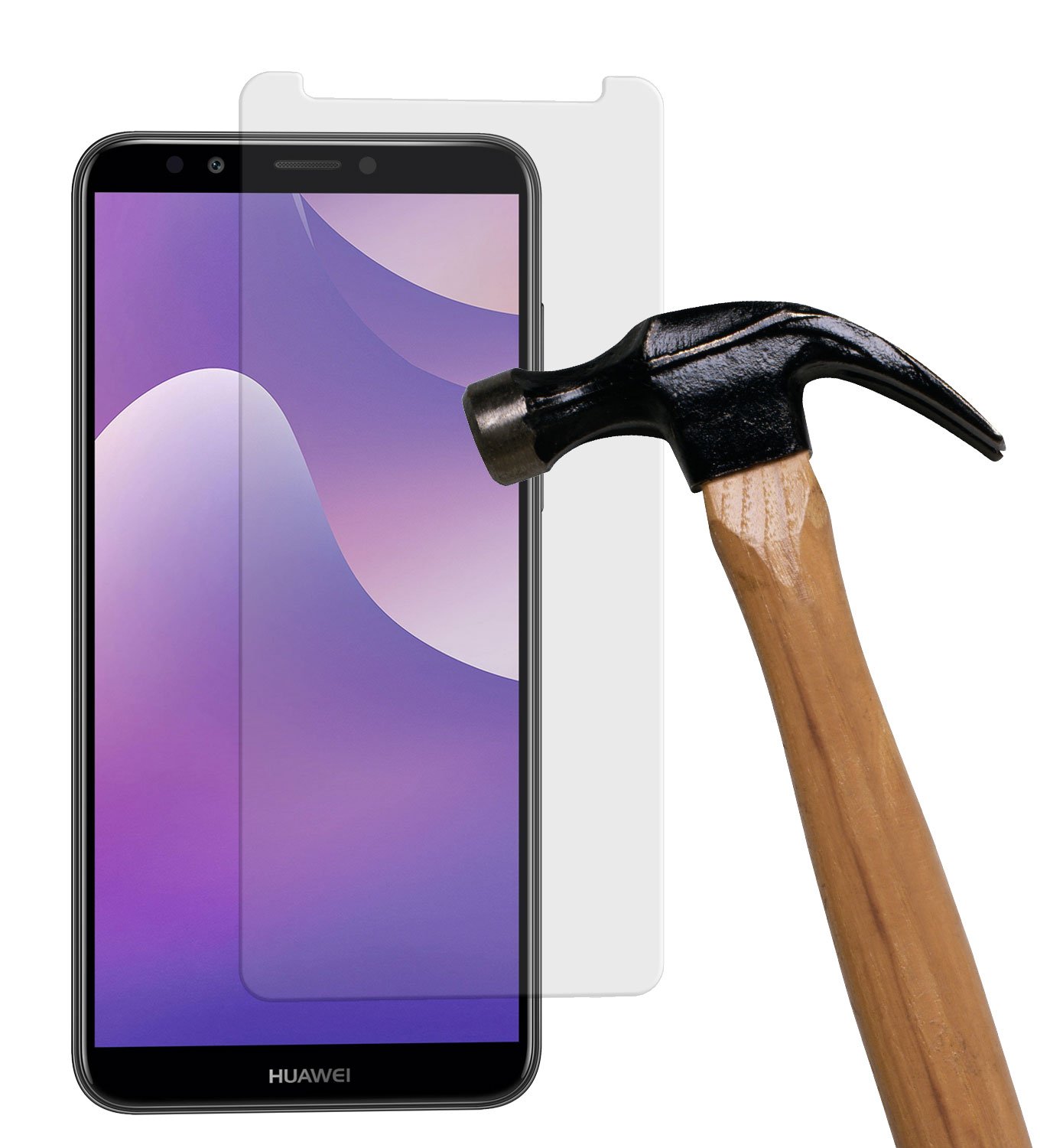 yayago Screen protector glass 0.26 mm screen protector for Huawei Y7 [2018] glass film tempered glass 9H (deliberately smaller than the display as it is curved)