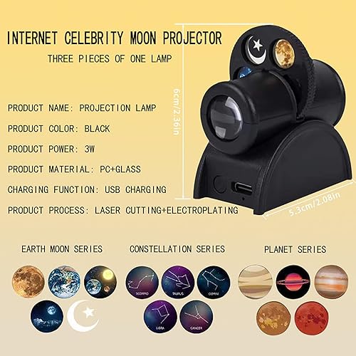 Miniatura 7 de Mini lámpara de proyector de estrellas, proyector de galaxia para mesita de noche, lámpara LED de proyección de cielo estrellado, luz nocturna de