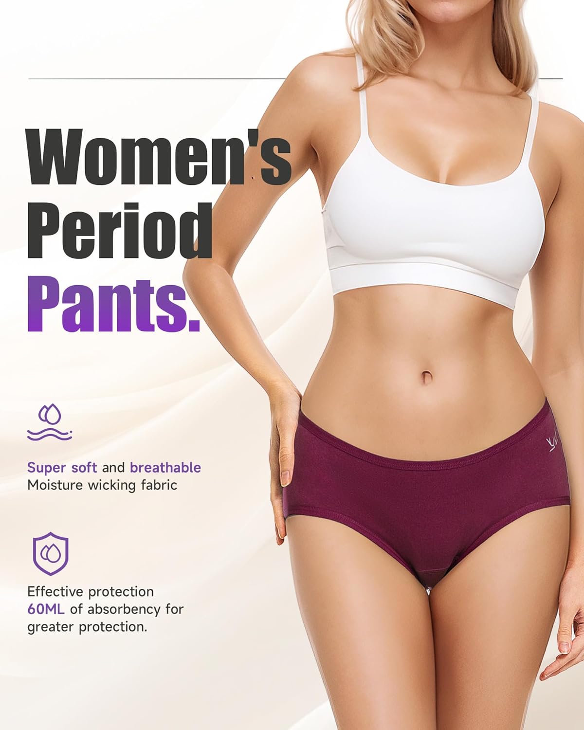 TANSTC Period Underwear for Women Heavy Flow Leakproof Menstrual Panties Postpartum Hipster Briefs 3 Pack - Image 7