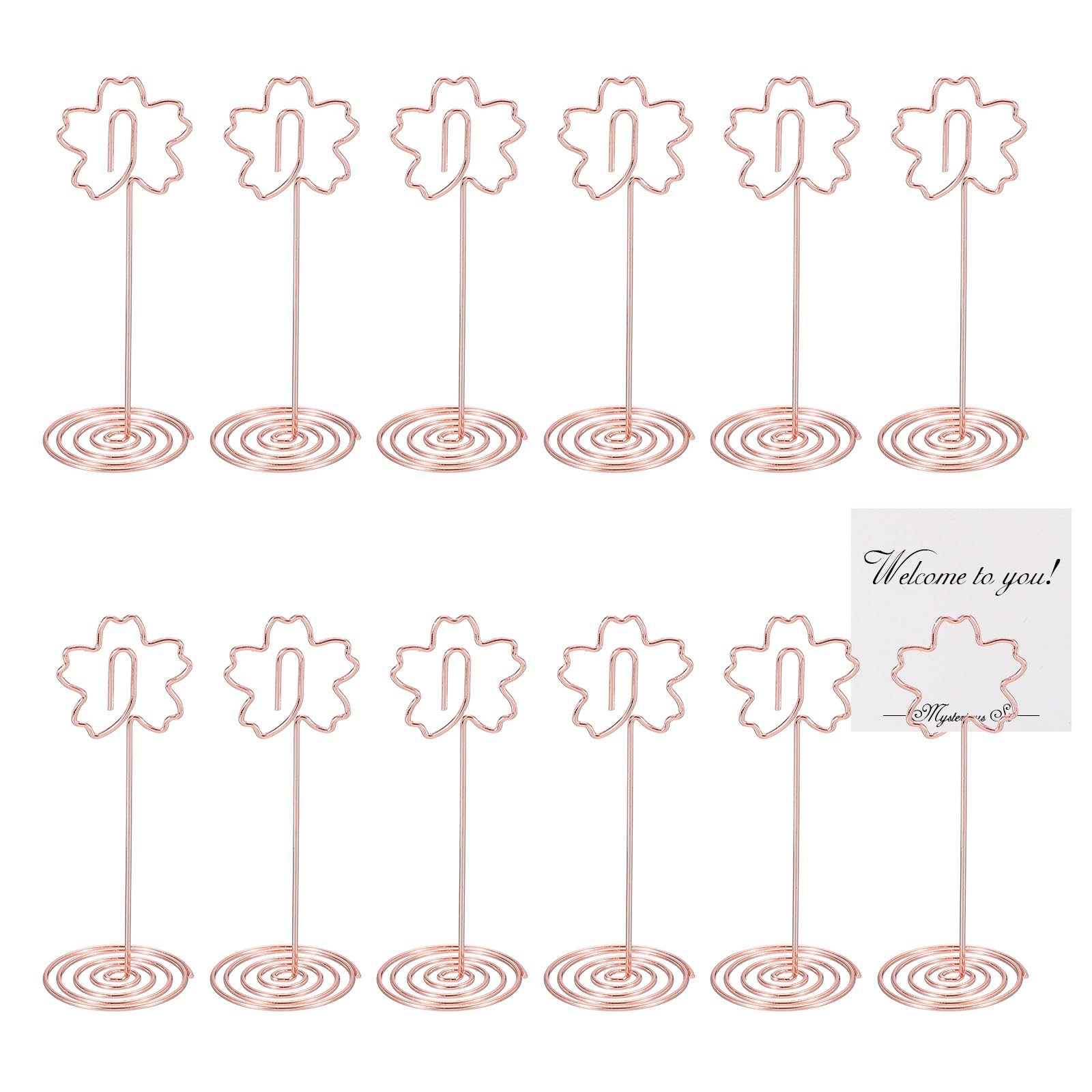 PATIKIL 12 Pack 3.35 Inch Table Number Holders, Flower Shape Place Card Holders Picture Stand Table Sign Clips for Wedding Reception Restaurants, Rose Gold