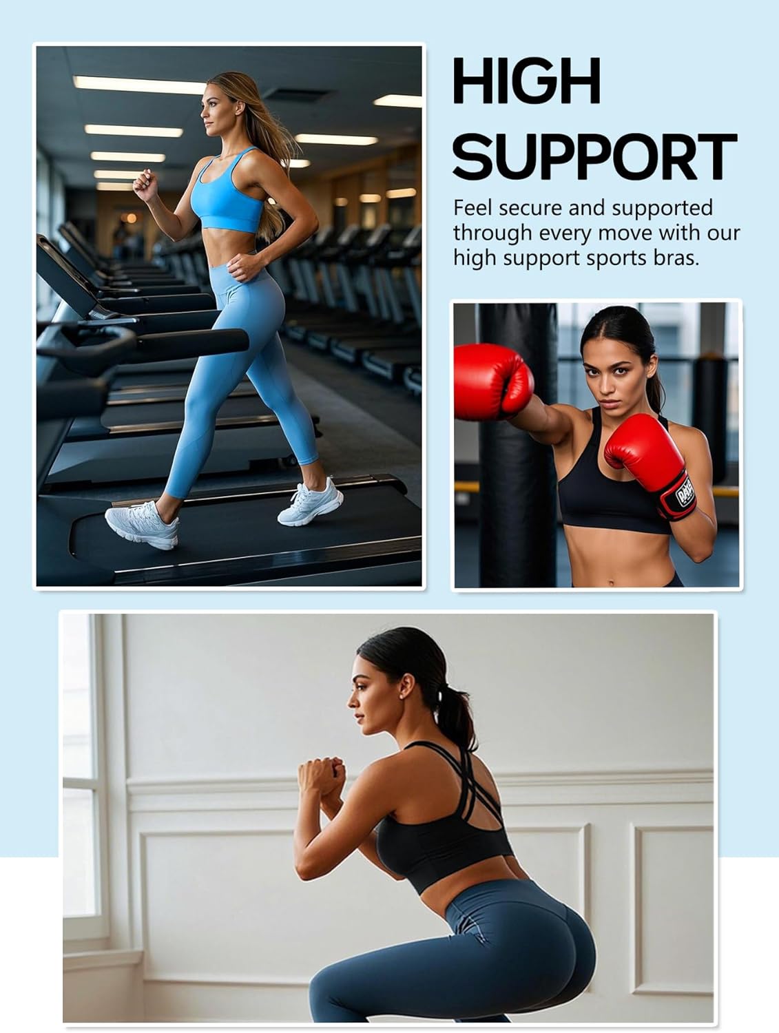 Sports Bras for Women High Support, High Impact Running Criss Cross Strappy Bra Crop Top, Molded Cup, Hook and Eye Closure - Image 5