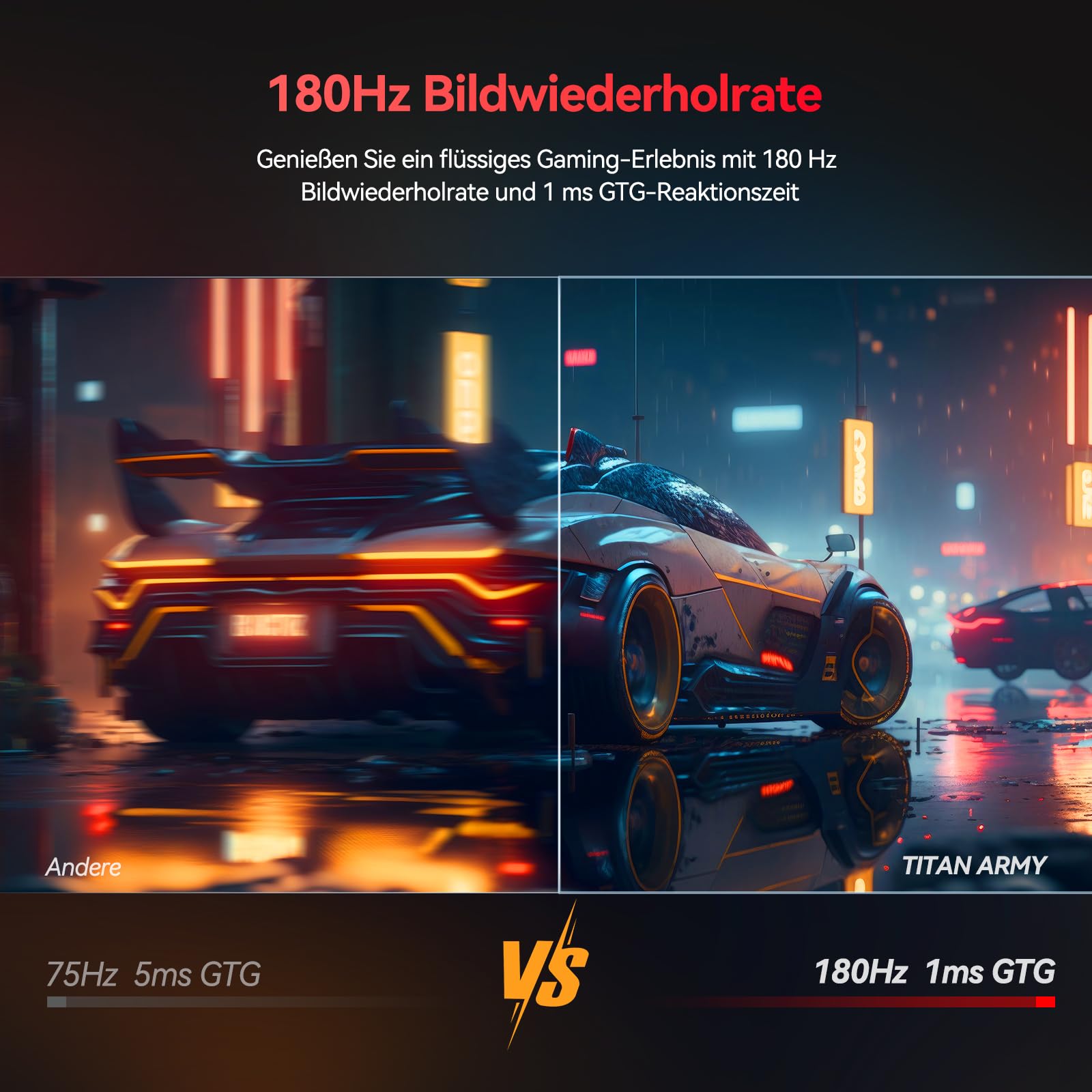 TITAN ARMY Monitor Gaming 27 Pollici, FAST IPS 180Hz, 2K QHD 2560 x 1440p 1ms GTG Verticale Schermo PC, HDR10, 120% sRGB, 144Hz FreeSync & G-sync Computer Monitor, Eye Care, VESA, DP, HDMI, P27GR