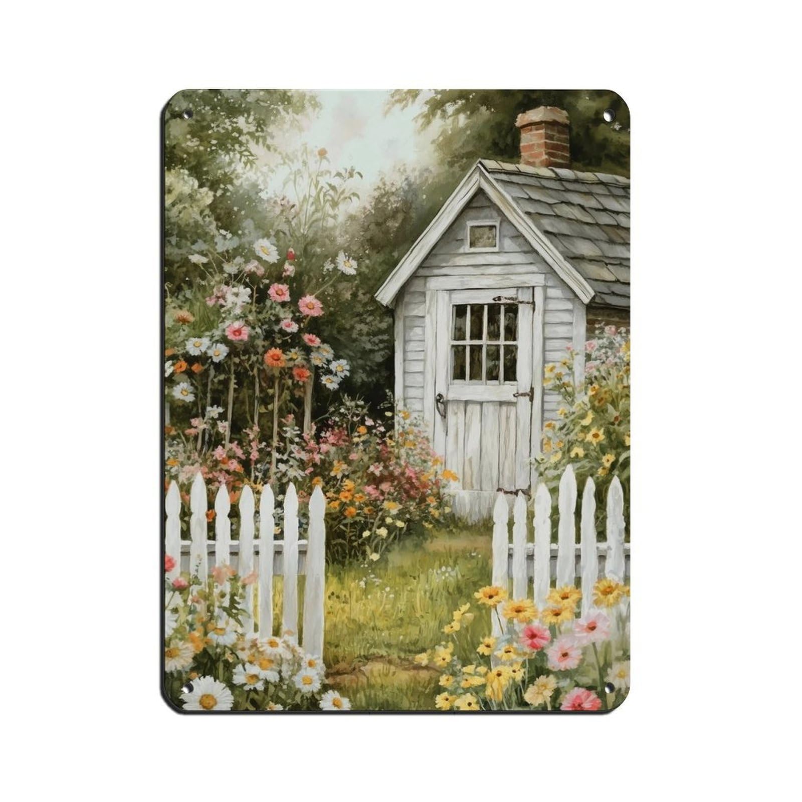 Vintage Cottage Garden Poster Tin Sign Vintage Metal Pub Club Cafe Bar Home Wall Art Decoration Poster Retro 12x16inch(30x40cm)