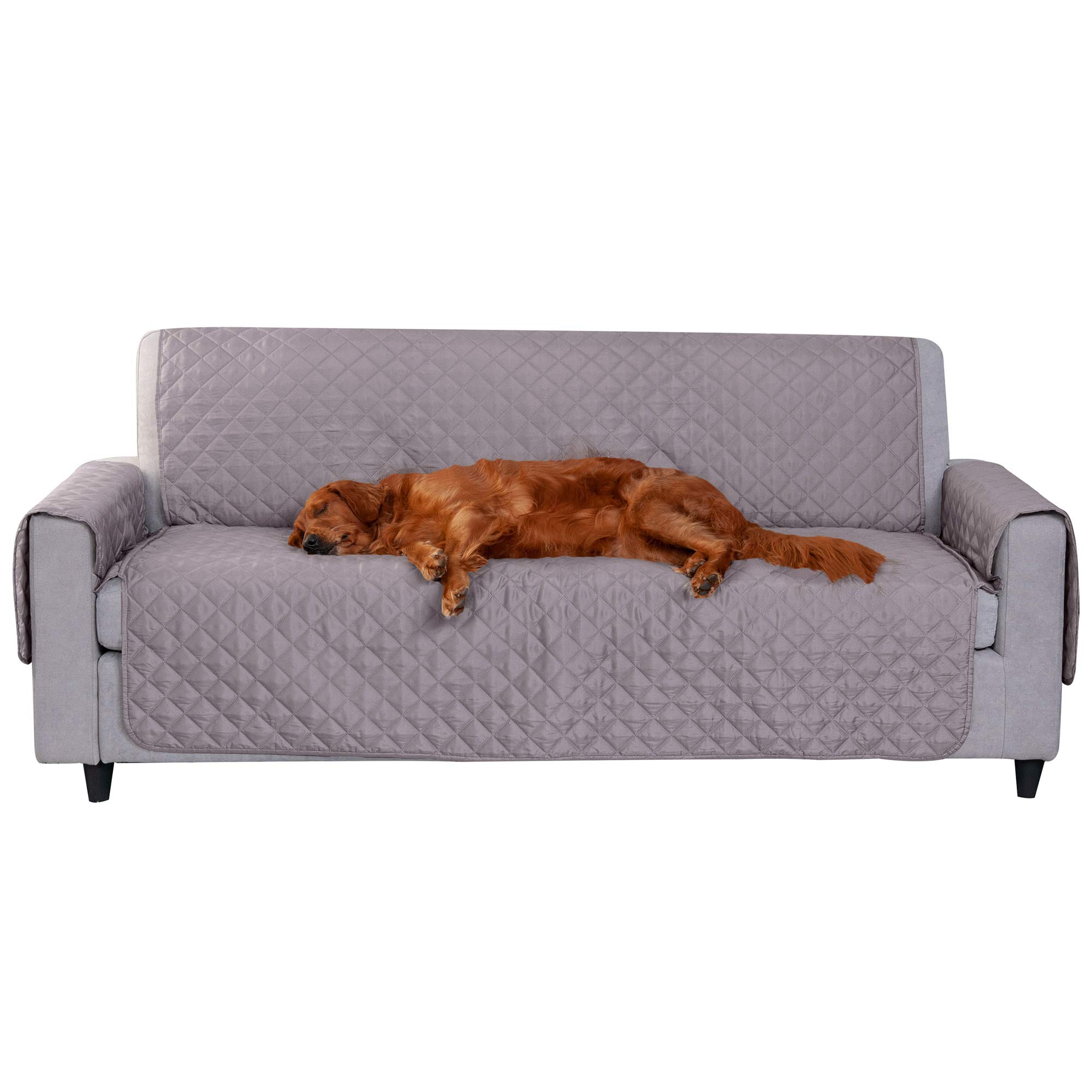 FurhavenWater-Resistant & Reversible Sofa/Couch Cover Protector for Dogs, Cats, & Children - Two-Tone Pinsonic Quilted Living Room Furniture Cover - Gray/Mist, Sofa
