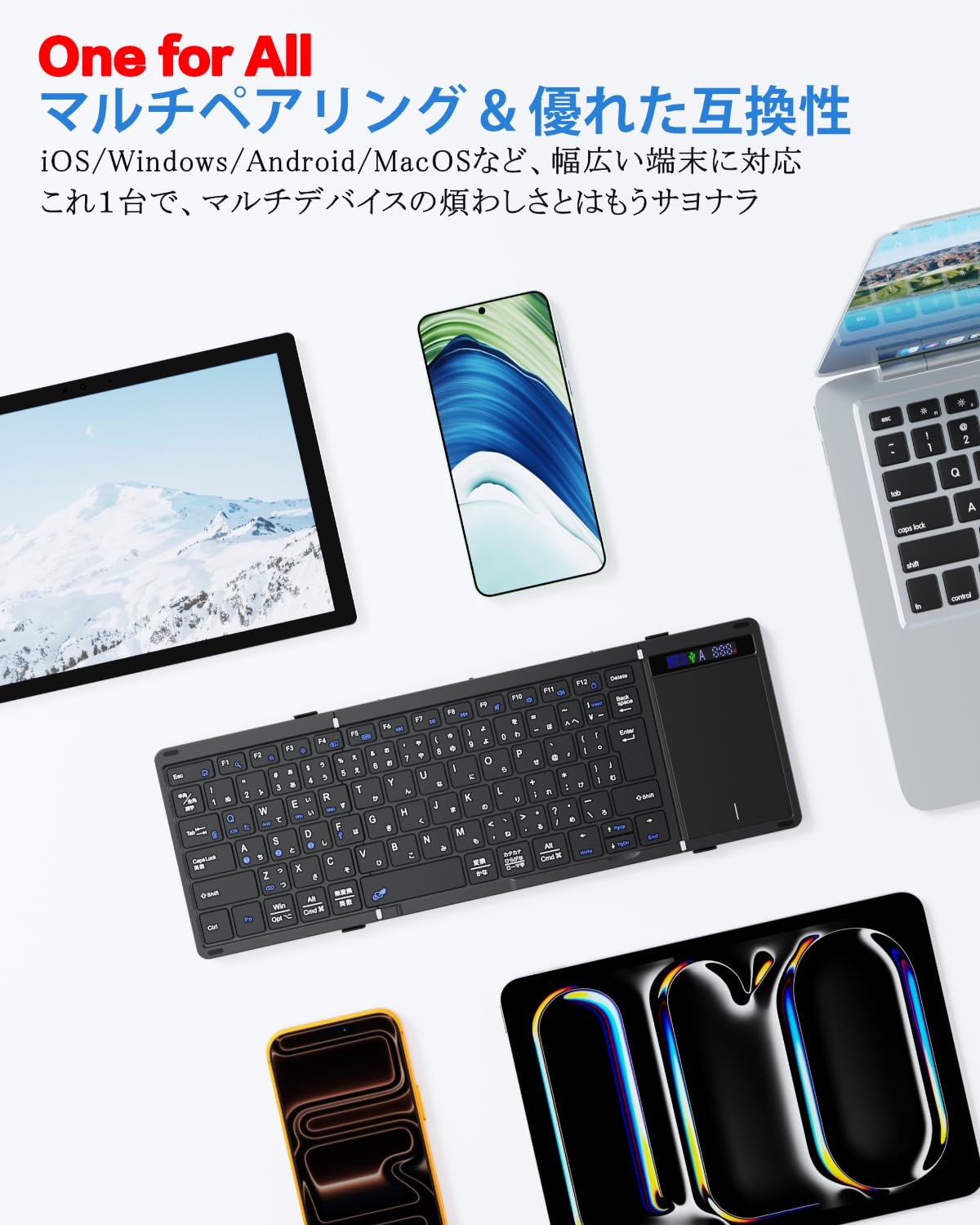 Amazon | Ewin 折りたたみキーボード bluetoothと有線接続 ヒンジ