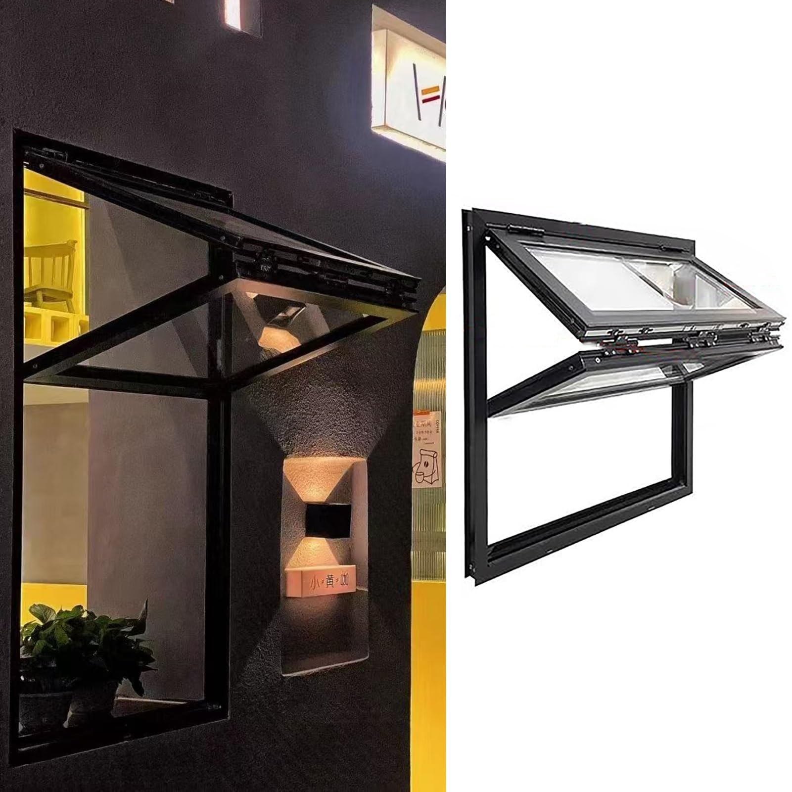 Fenêtre pliable en verre renforcé avec cadre en aluminium robuste 76x127