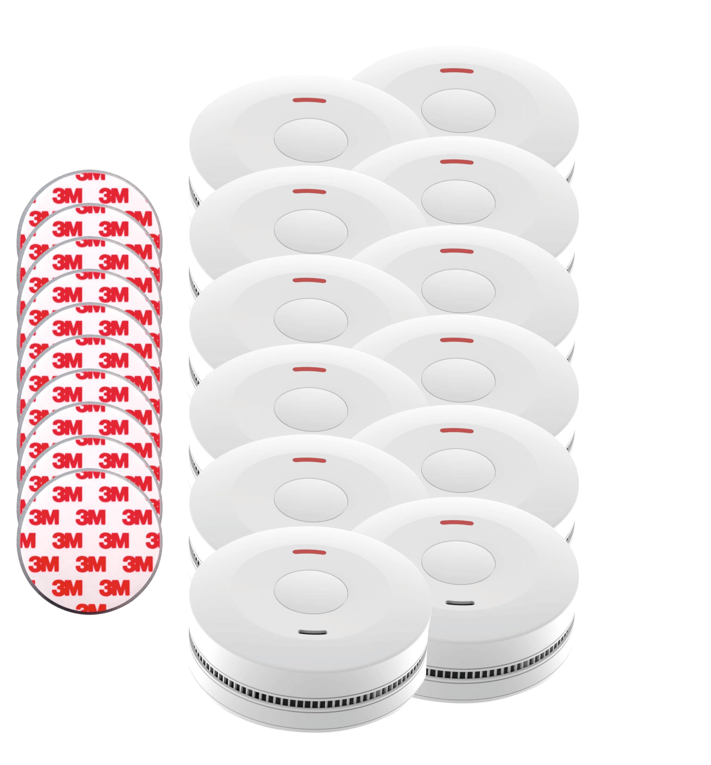 10er Rauchmelder Feuermelder Set, Jeising SD-432 mit langlebiger 10 Jahres Batterie, 10x Magnetpad -TÜV Zertifiziert EN14604, Stummschaltfunktion - kein lästiger und teurer Batterie wechseln nötig