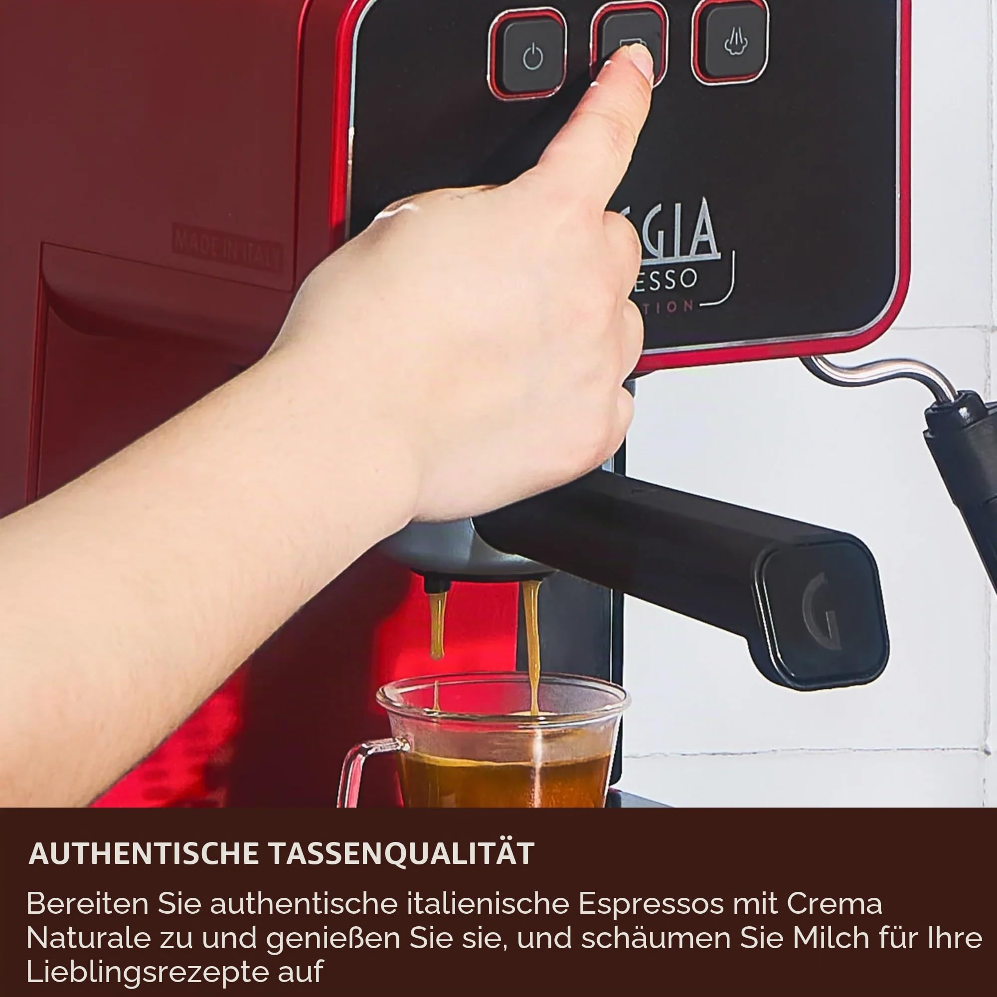 Gaggia Espresso Evolution Red | PID Kesseltemperaturregler | Kaffeemaschine Made in Italy | Automatische Vorbrühautomatik | Siebträger 53 mm | Espressomaschine mit Pumpe | Amerikanisch