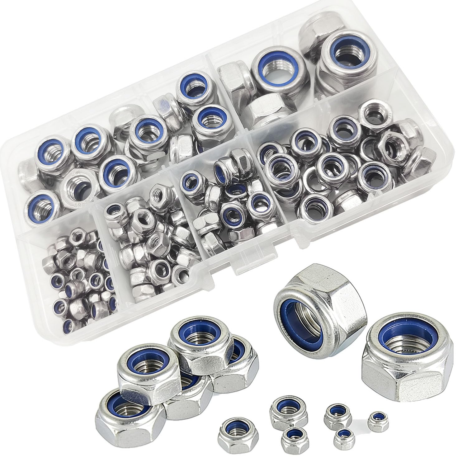 M12 Nylon Lock Moer 304 RVS Flens Moer Inserts Hex Lock Moeren (Pack van 10