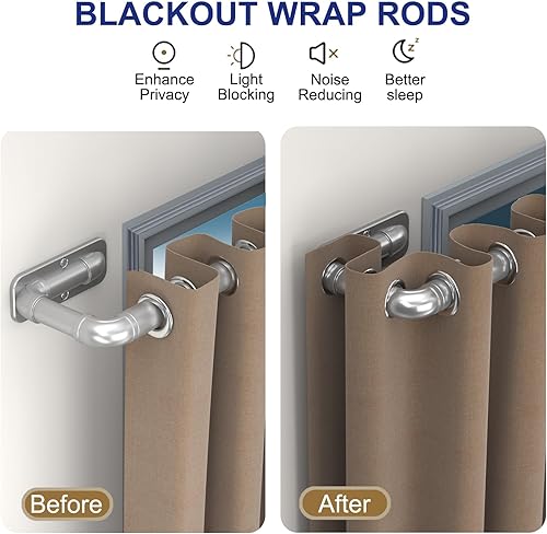 Miniatura 4 de Box Space Barras de cortina para ventanas de 34 a 120 pulgadas, barra de cortina opaca para oscurecer la habitación, barra de cortina envolvente