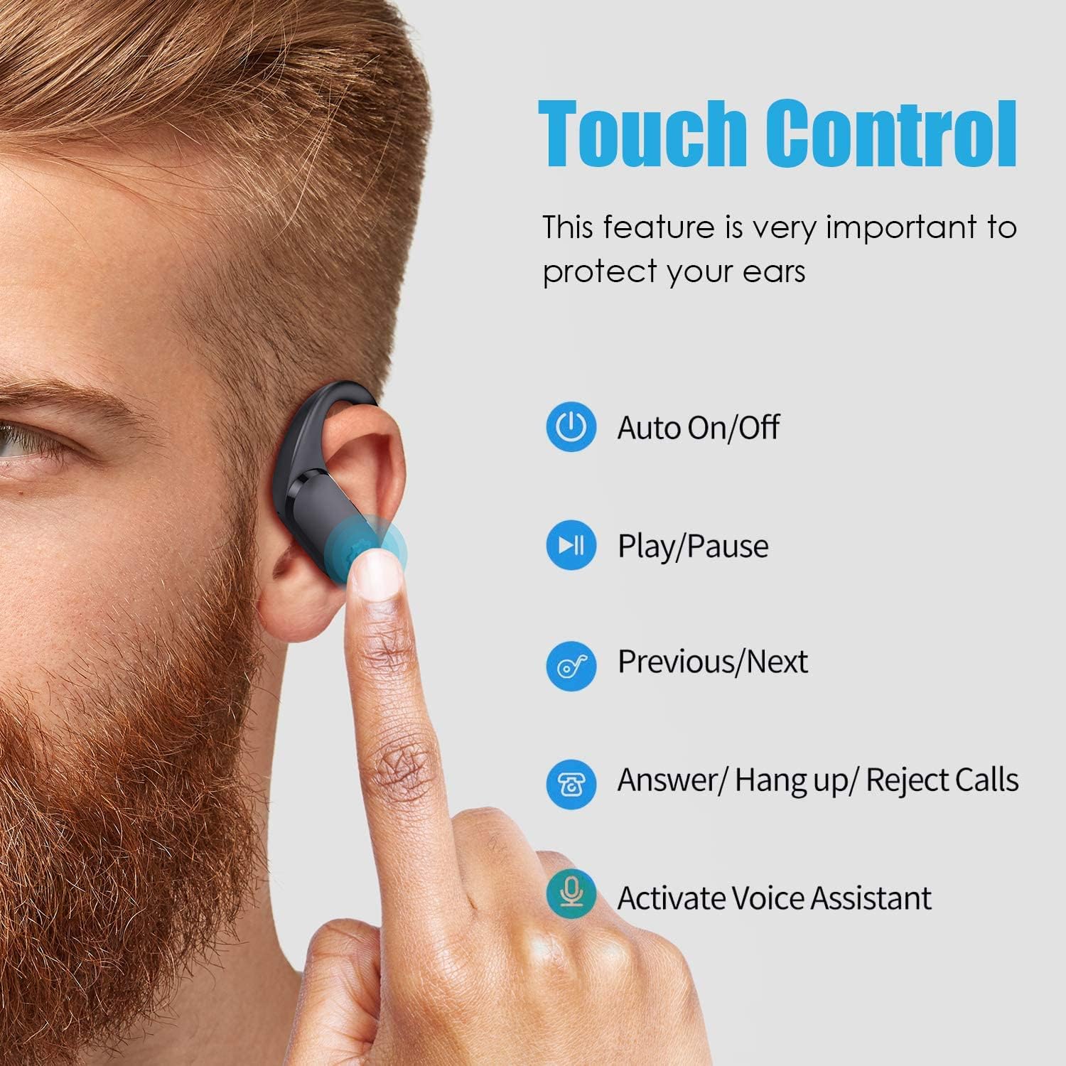 Diagram of touch controls on WixGear Earbuds