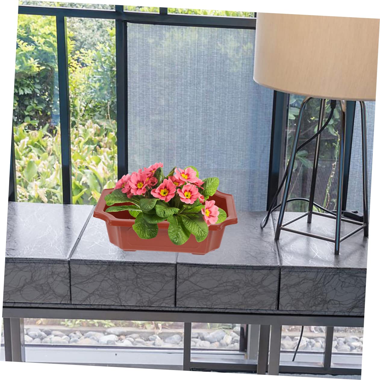 ABOOFAN Lot De 5 Pots De Fleurs en Plastique avec Trous De Drainage pour Succulentes, Jardinière Rectangulaire 34,5x24,5x10 Cm, Décoration Balcon Intérieur Et Extérieur