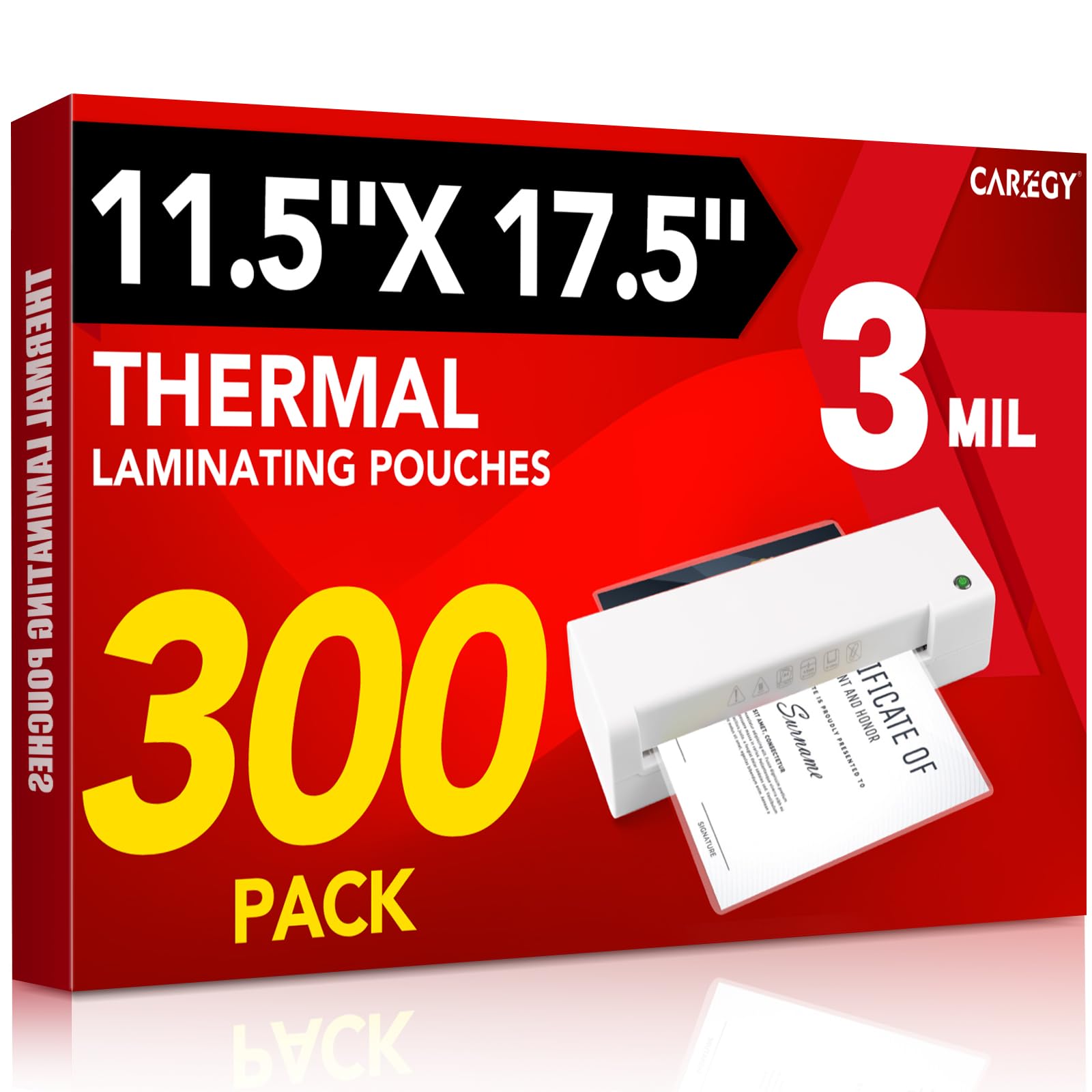 CAREGY 300 Pack Laminating Sheets, Hold 11 x 17 Inch Sheet, 3 Mil