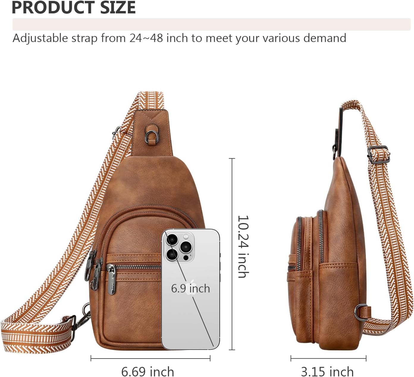 Small Sling Bags for Women Leather Crossbody Bag Anti Theft Rfid Fanny Packs for Travel (Brown) - Image 4