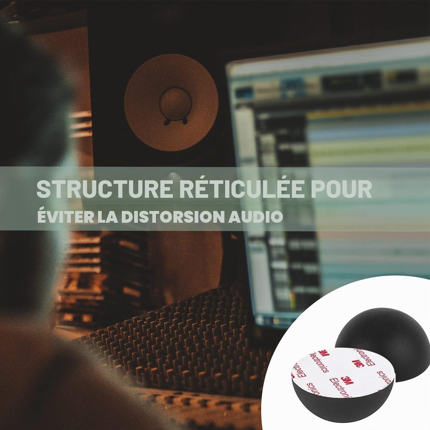 Pare-Chocs en Silicone Demi-Sphérique De 3,2 Cm, Pieds Isolants, Silicone, Coussin De Haut-Parleur Antidérapant avec Coussin Isolant De Tourne-Disque Auto-Adhésif,4 Pièces