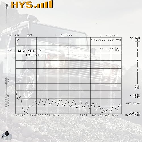 Miniatura 7 de HYS Antena amateur de doble banda NMO de 17.13 pulgadas VHF 144Mhz y UHF 430MHz para radios móviles de 6.6 ft 27.6 in con cable coaxial RG-58 de 13