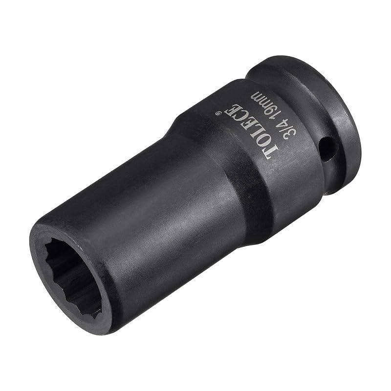 Soquete de impacto profundo uxcell 19 mm, encaixe quadrado de 19,05 mm (3/4 pol.), 12 pontos, aço CR-MO, 78 mm, 1 peça