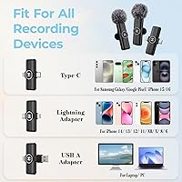 Vista 6 de Micrófono de solapa inalámbrico USB C Mini para iPhone 15 16, dispositivos iOS y Android, micrófono de solapa con reducción de ruido para grabación
