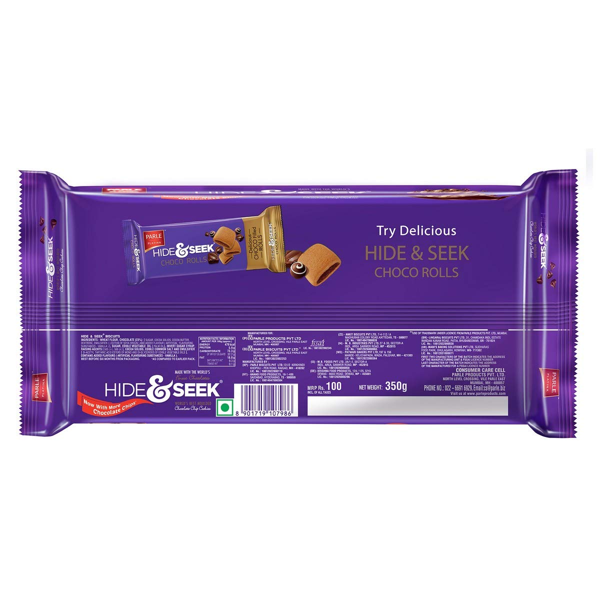 Parle Platina Hide & Seek Chocolate Chip Cookies 350g / 400g /412.5g (Weight May Vary) - Image 2 thumbnail
