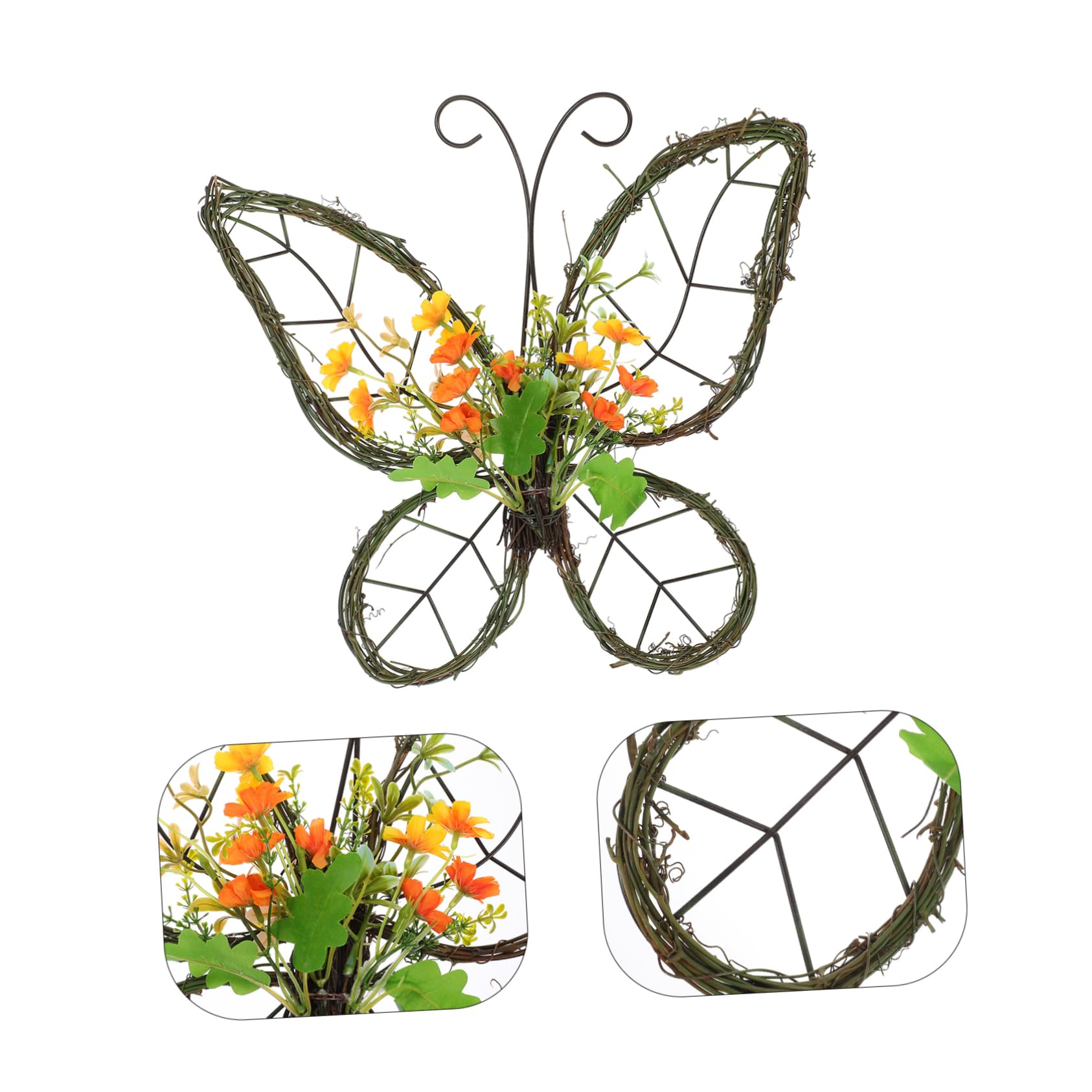 Hemobllo Ghirlanda Farfalla Primaverile con Fiori Artificiali Realistici Decorazione da Appendere per e Forma Farfalla per Interni ed Esterni