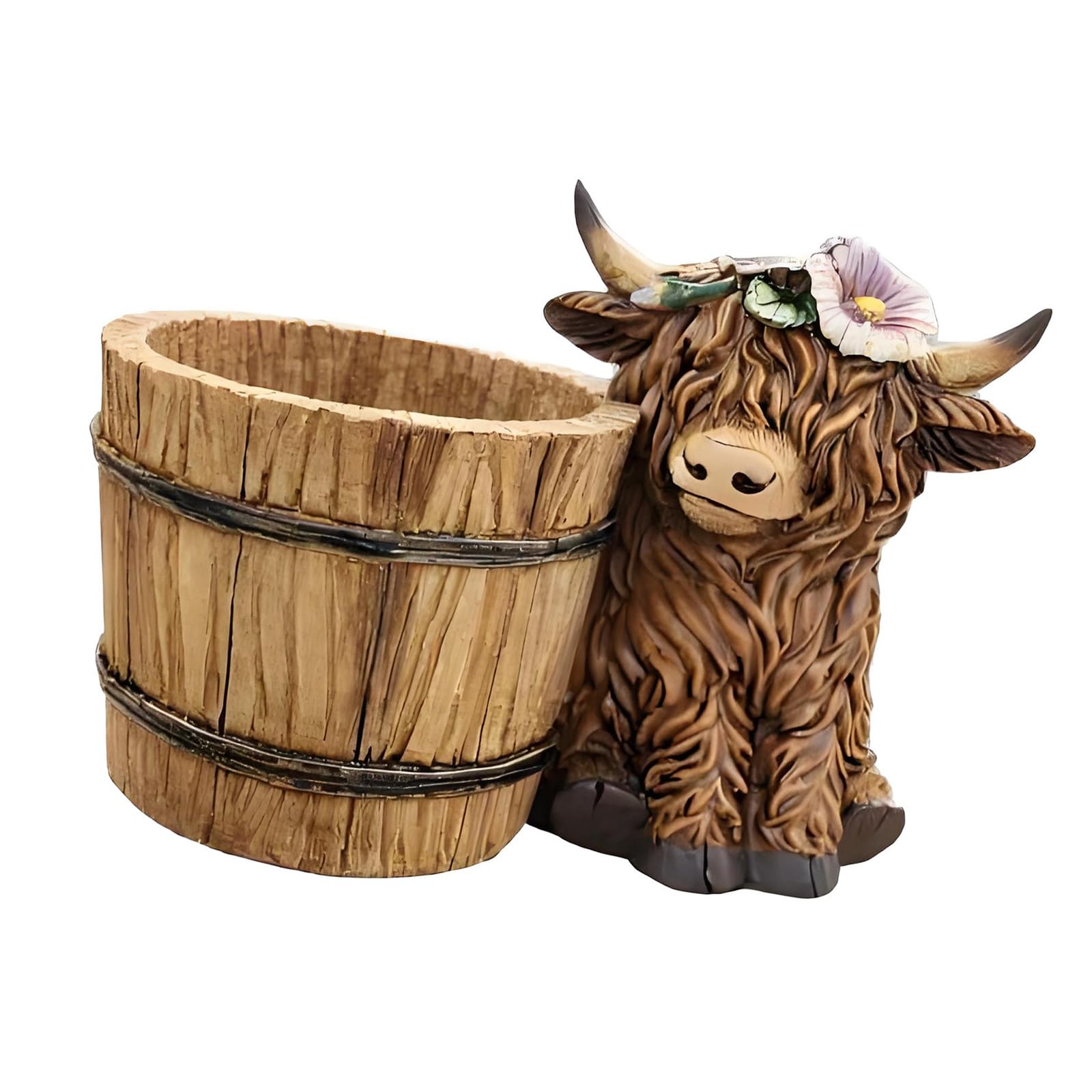 Snorvixre Handcrafted Resin Cattle Sculpture with Planter Perfect for Balcony and Yard Ornament Home Patios Garden Decoration Resin Playful Outdoor Cattle Planter