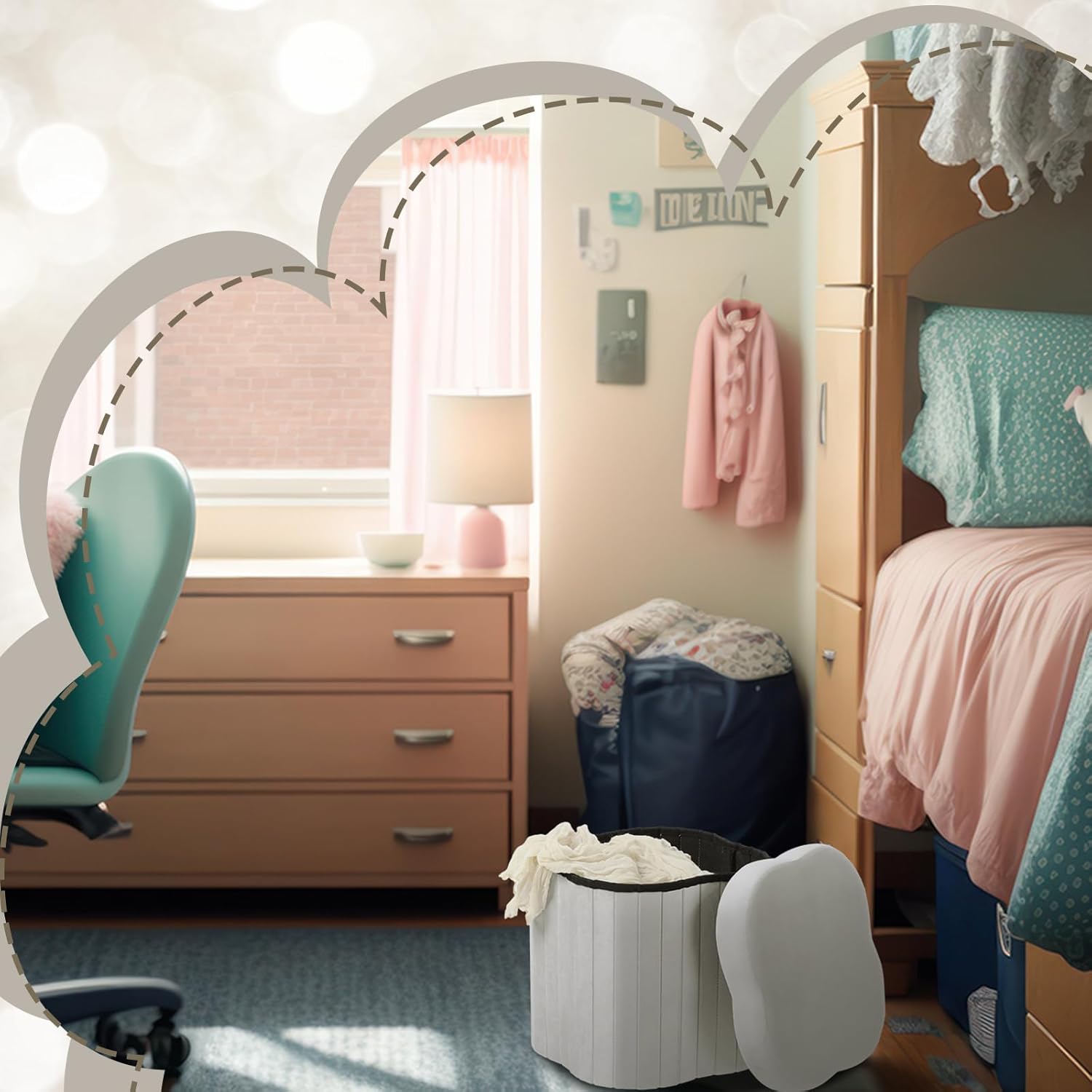 2 Pcs Storage Ottoman Flower Shaped Foot Stools Foldable Velvet Storage Box Footrest Small Ottoman Seat with Folding Vanity Stool for Dorm Home 12. 6 x 12. 6 x 12. 6 Inch(White)