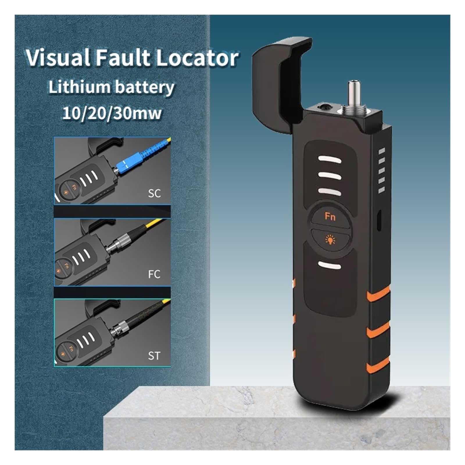 FTTH fibre Outil Localisateur Visuel de Défauts, Stylo Testeur De Fiber Optique VFL 10/20/30MW, Stylo À Lumière Rouge Rechargeable, Localisateur Visuel De Défauts pour CATV Génie(Lithium battery 30MW)
