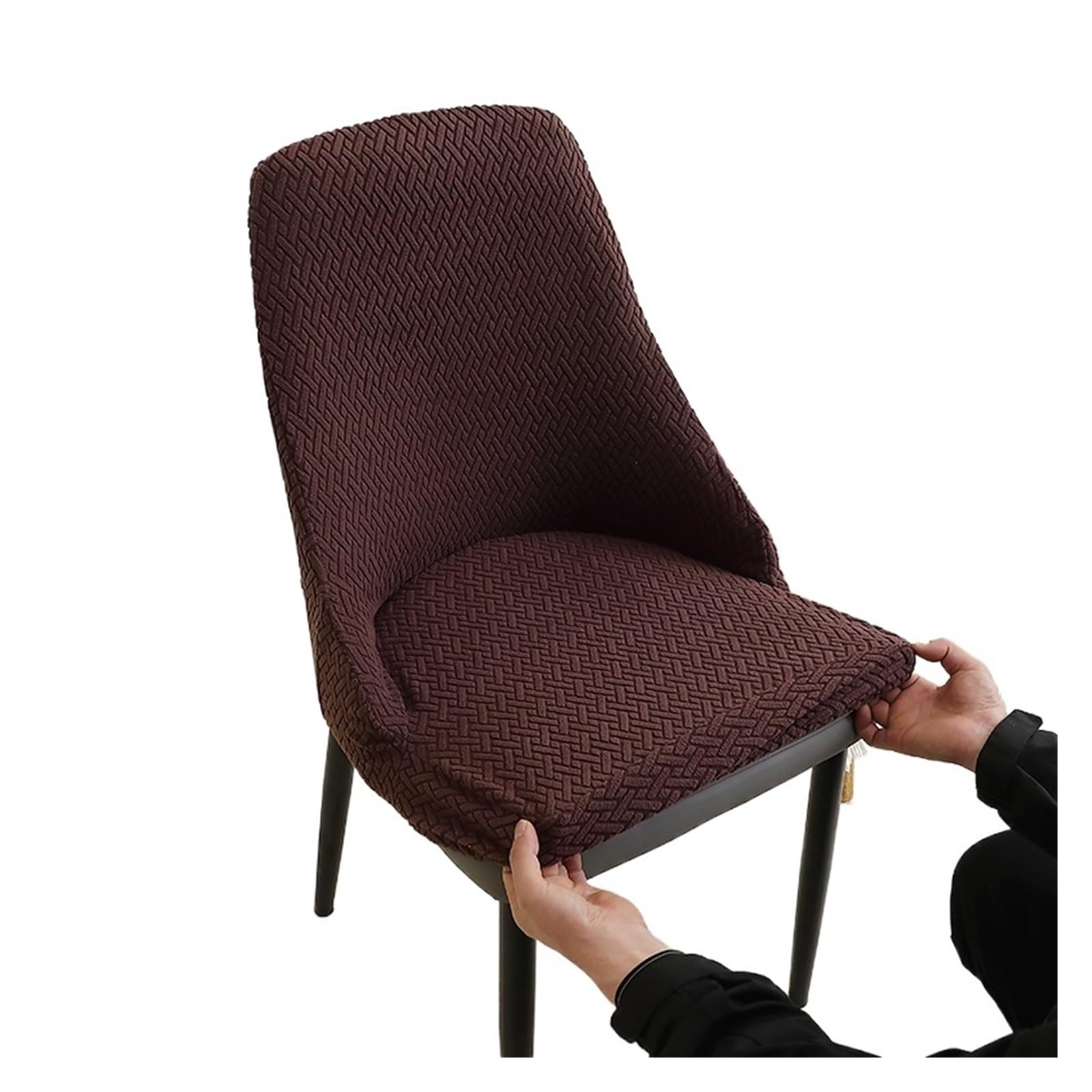 CIOPLJHKL Stretch Small Armchair Cover Leaf Jacquard Dining Chair Slipcover All-inclusive Curved Protector For Party Home 1/2/4/6Pcs for Hotel, Banquet(C5 Chair cover,4pcs)