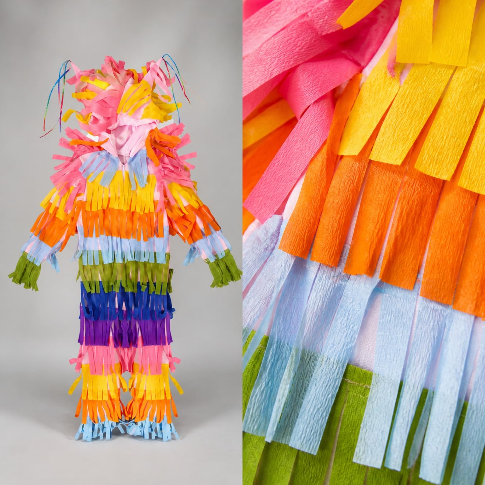 Costume Intero Ispirato Messicana Confortevole Tuta di Carnevale con Cappuccio e Frange Leggero Abito di Scena con Maniche e Gambe Coperte