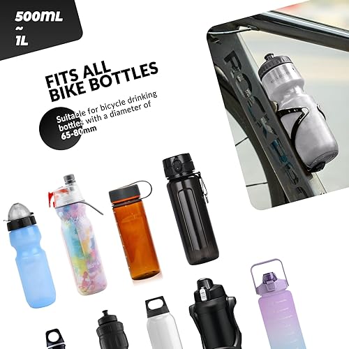 Miniatura 5 de ROCKBROS Portabotellas de agua para bicicleta, soporte de plástico para botellas de agua, soporte para vasos de bebida ligera, resistente para