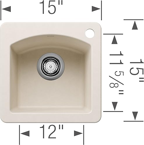 Miniatura 4 de BLANCO 443070 Diamond Silgranit - Fregadero de barra de montaje o empotrado, color blanco suave